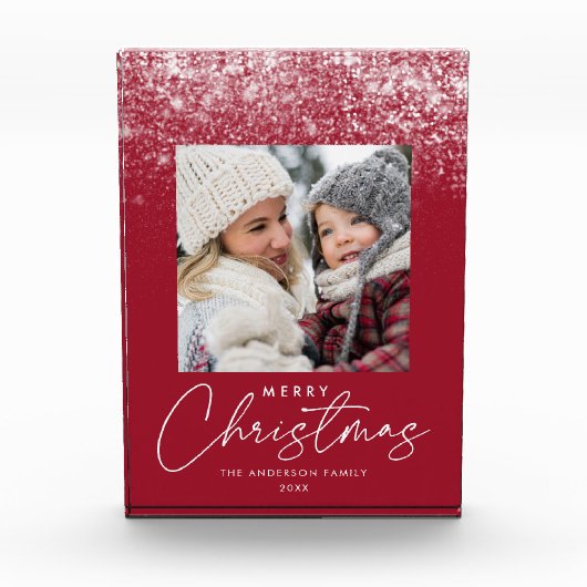 Snowdrift Frohe Weihnachten Cranberry Holiday Fotoblock (Vorderseite)