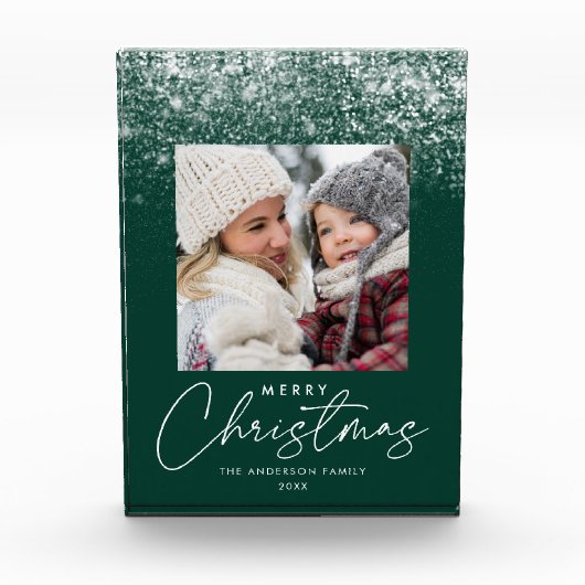 Snowdrift Frohe Weihnachten Grüner Urlaub Fotoblock (Vorderseite)