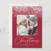 Snowdrift Frohe Weihnachts Cranberry Foto Feiertagskarte (Vorderseite)