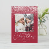 Snowdrift Frohe Weihnachts Cranberry Foto Feiertagskarte (Stehend Vorderseite)