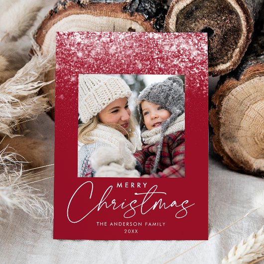 Snowdrift Frohe Weihnachts Cranberry Foto Feiertagskarte