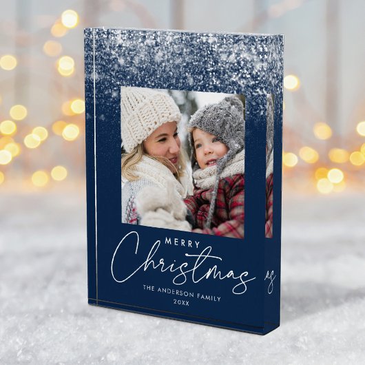 Snowdrift Frohe Weihnachtsnachtsfeiertage Fotoblock