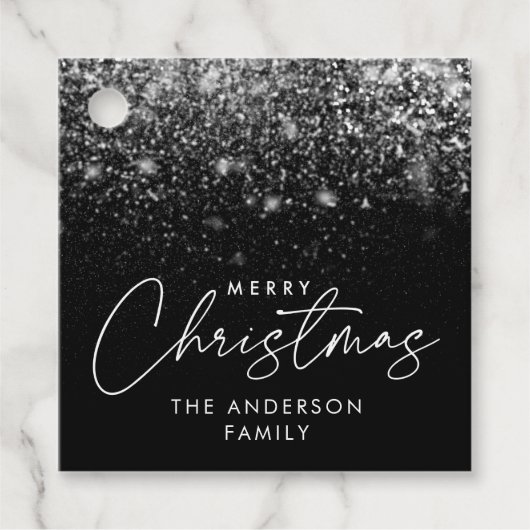 Snowdrift Schwarz Frohe Weihnachten Geschenkanhänger (Vorderseite)