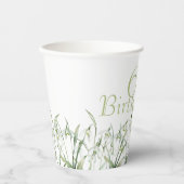 Snowdrop 60th Birthday Watercolor Botanical Green Pappbecher (Vorderseite)