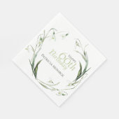 Snowdrop 60th Birthday Watercolor Botanical Green Serviette (Ecke)