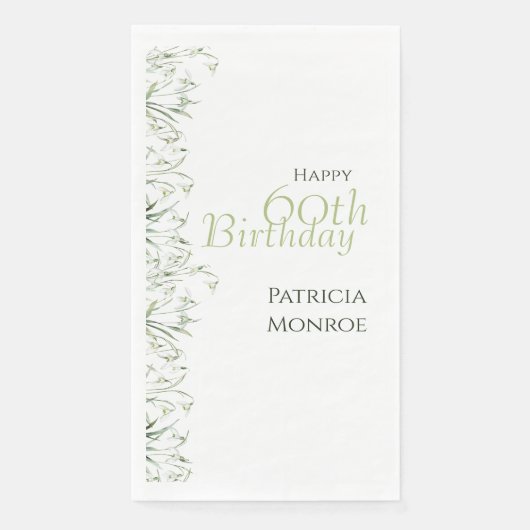 Snowdrop 60th Birthday Watercolor Botanical Serviette (Vorderseite)