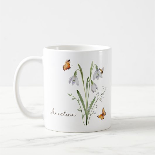Snowdrop Birth Month Flower Kaffeetasse (Links)