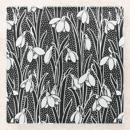 Snowdrop Blume Glasuntersetzer (Vorderseite)