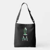Snowdrop Blume Spring Custom Monogram Black Tragetaschen Mit Langen Trägern (Rückseite)