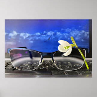 Snowdrop Brillen Tastatur Poster