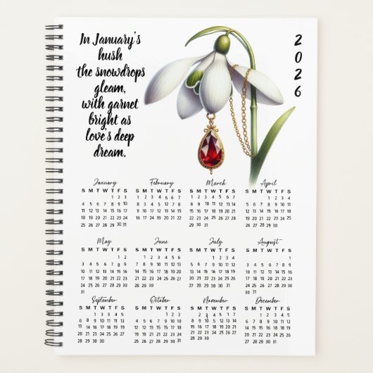 Snowdrop & Garnet January Verse – 2026 Planner Planer (Vorderseite)