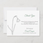 Snowdrop Line Art Beerdigung Vielen Dank Note Card Dankeskarte (Vorderseite)