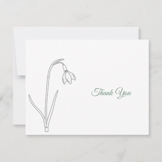 Snowdrop Line Art Beerdigung Vielen Dank Note Card Dankeskarte (Rückseite)