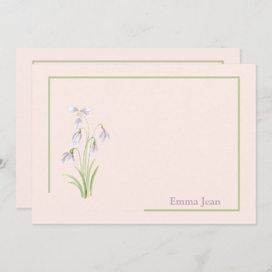 Snowdrop Personalisiert Stationierungskarte Einladung (Vorne/Hinten)