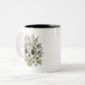 Snowdrop & Rabbit Skull im Januar Zweifarbige Tasse (Vorderseite Links)