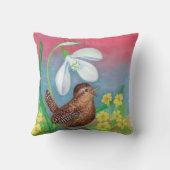 Snowdrop & Wren bird beschwört das Frühling-Kinder Kissen (Rückseite)