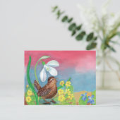 Snowdrop & wren bird & spring postkarte (Stehend Vorderseite)