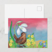 Snowdrop & wren bird & spring postkarte (Vorne/Hinten)