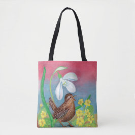 Snowdrop & wren bird & spring tasche