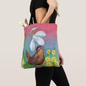 Snowdrop & wren bird & spring tasche (Von Nahem)