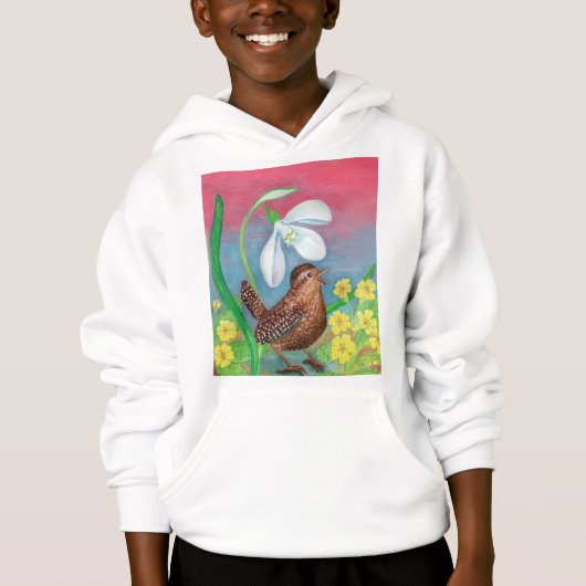 Snowdrop & Wren Vogel beschwören die Frühjahrsjung Hoodie (Vorderseite)