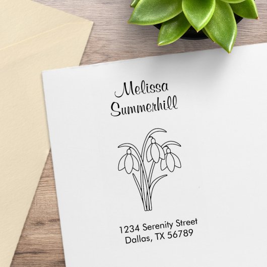 Snowdrops - Adresse für Frühlingsblumen Gummistempel