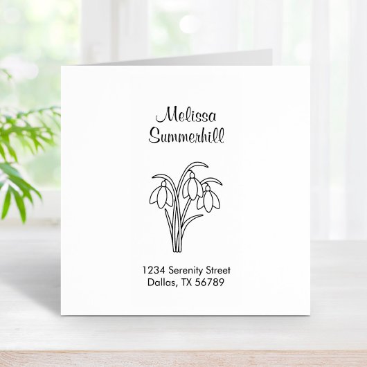 Snowdrops - Adresse für Frühlingsblumen Gummistempel