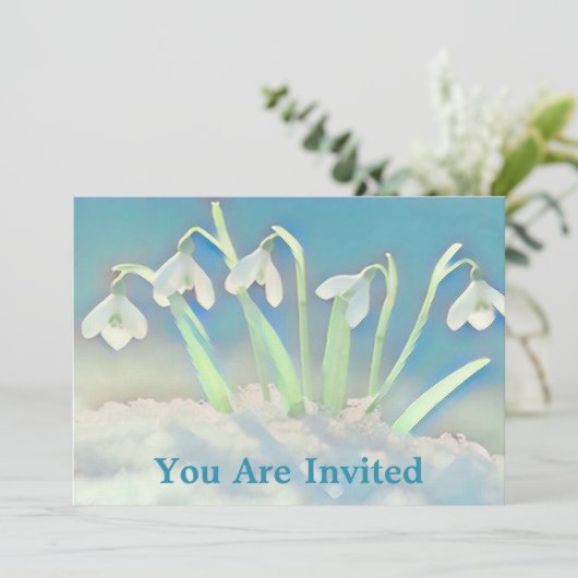 Snowdrops Blue Einladung (Stehend Vorderseite)