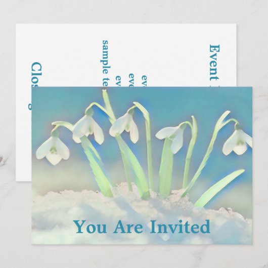 Snowdrops Blue Einladung (Vorne/Hinten)