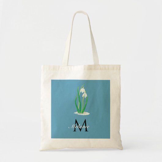 Snowdrops Blume Spring Custom Monogram Tragetasche (Vorne)