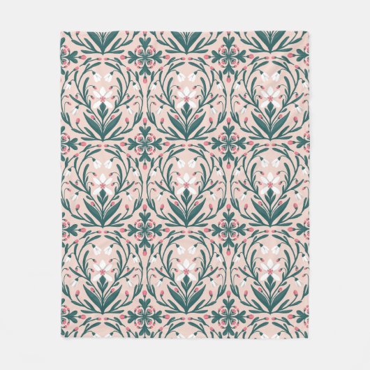 Snowdrops Blumenmuster Fleecedecke (Vorderseite)