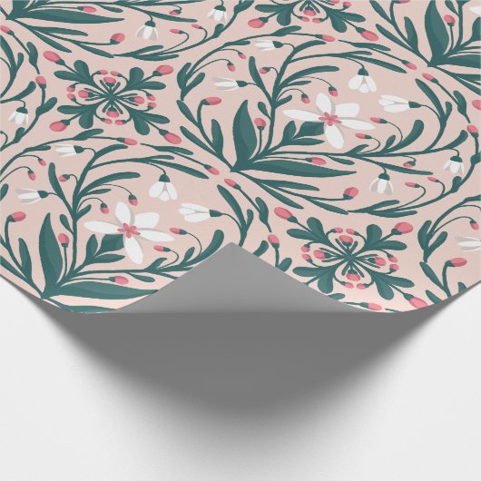 Snowdrops Blumenmuster Geschenkpapier (Ecke)