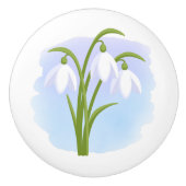 Snowdrops - Frühlingsblumen auf Wasserfarbe Blau Keramikknauf (Vorderseite)