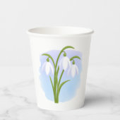 Snowdrops - Frühlingsblumen auf Wasserfarbe Blau Pappbecher (Rückseite)