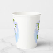 Snowdrops - Frühlingsblumen auf Wasserfarbe Blau Pappbecher (Rechts)