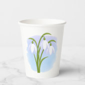 Snowdrops - Frühlingsblumen auf Wasserfarbe Blau Pappbecher (Vorderseite)