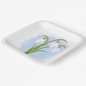 Snowdrops - Frühlingsblumen auf Wasserfarbe Blau Pappteller (Gewinkelt)