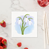 Snowdrops - Frühlingsblumen auf Wasserfarbe Blau Serviette (Beispiel)
