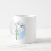 Snowdrops - Frühlingsblumen auf Wasserfarbe Blau Zweifarbige Tasse (Vorderseite Links)