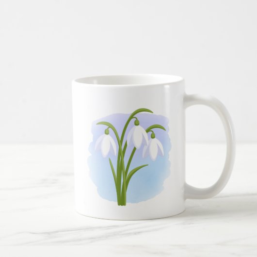 Snowdrops - Frühlingsblumen auf Wasserfarbe Blau Zweifarbige Tasse (Rechts)