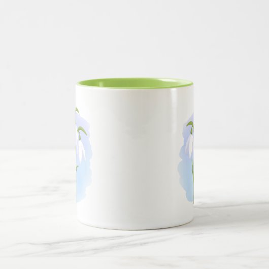 Snowdrops - Frühlingsblumen auf Wasserfarbe Blau Zweifarbige Tasse (Mittel)