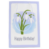 Snowdrops - Frühlingsblumen auf Wasserfarbe Geburt Mittlere Geschenktüte (Vorderseite)