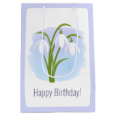 Snowdrops - Frühlingsblumen auf Wasserfarbe Geburt Mittlere Geschenktüte (Rückseite)