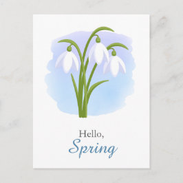 Snowdrops - Frühlingsblumen Wasserfarbiges blaues  Postkarte