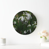 Snowdrops I (Galanthus) Weiße Frühlingsblumen Große Wanduhr (Zuhause)