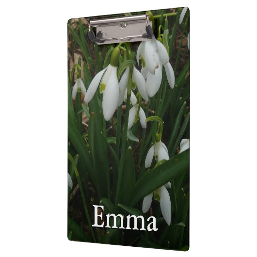 Snowdrops I (Galanthus) Weiße Frühlingsblumen Klemmbrett (Links)