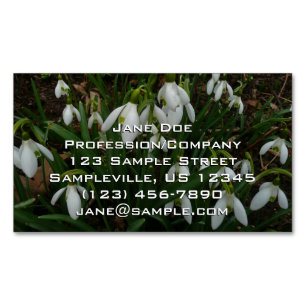 Snowdrops I (Galanthus) Weiße Frühlingsblumen Magnetische Visitenkarte