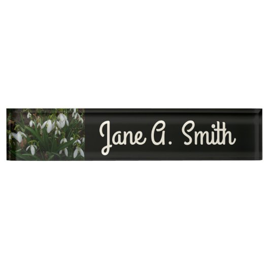Snowdrops I (Galanthus) Weiße Frühlingsblumen Namensplakette (Vorderseite)