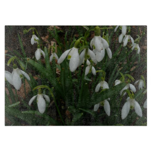 Snowdrops I (Galanthus) Weiße Frühlingsblumen Schneidebrett