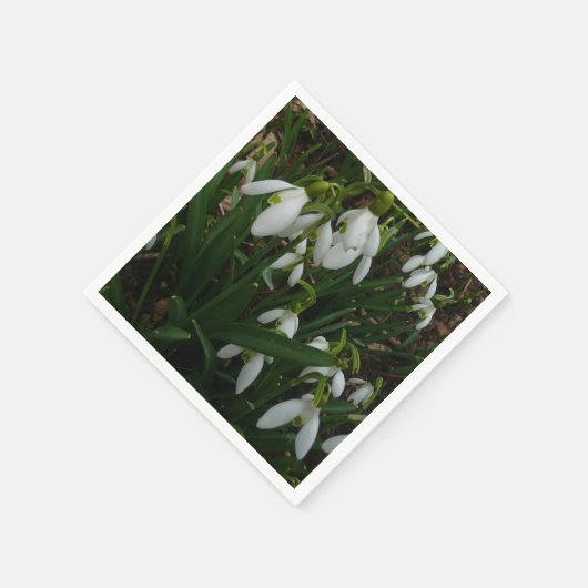 Snowdrops I (Galanthus) Weiße Frühlingsblumen Serviette (Ecke)